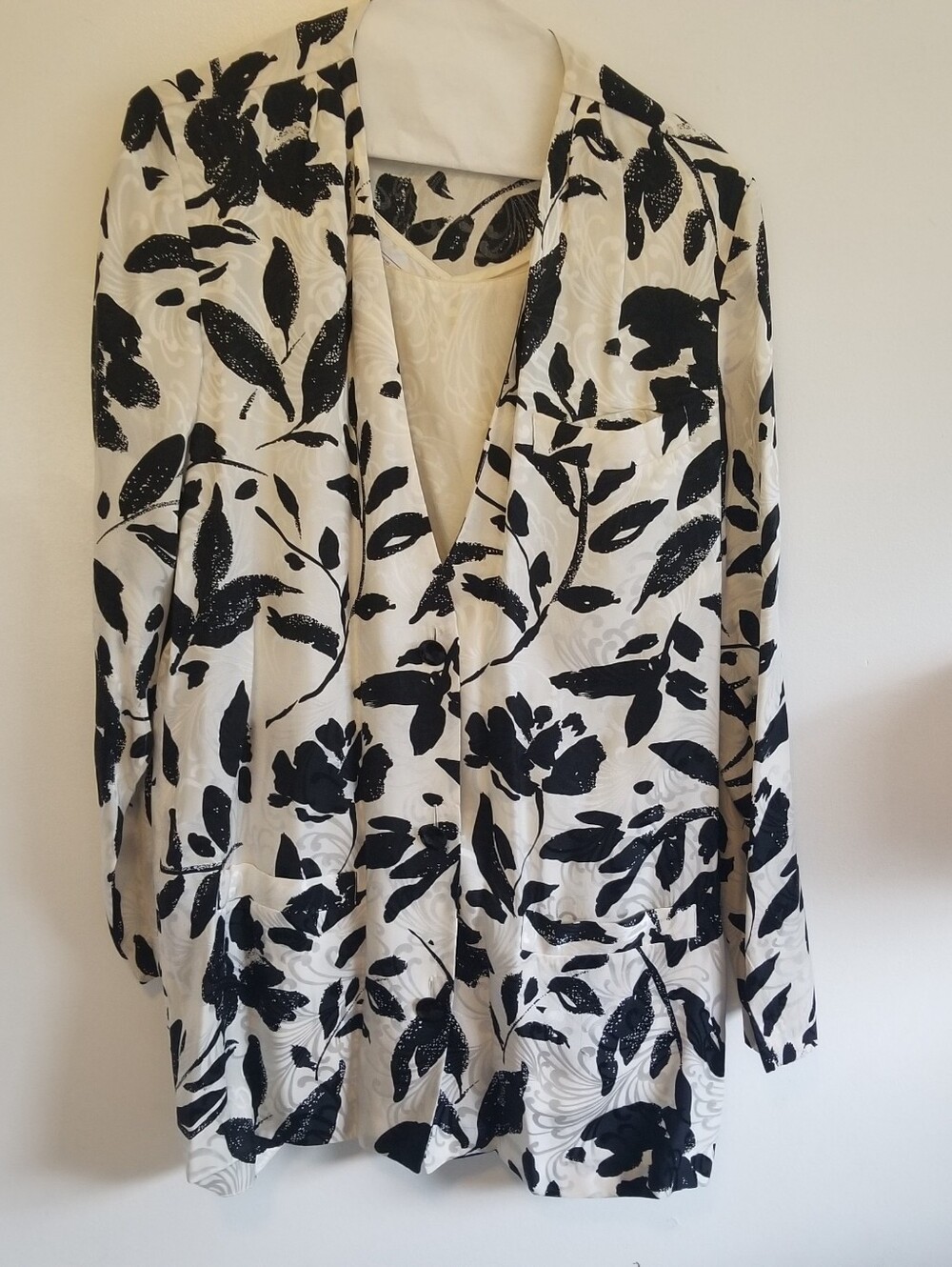 Silk Studio by Claude Bennet 100% Silk 2-Piece Jacket & Shell Set Floral Size 10